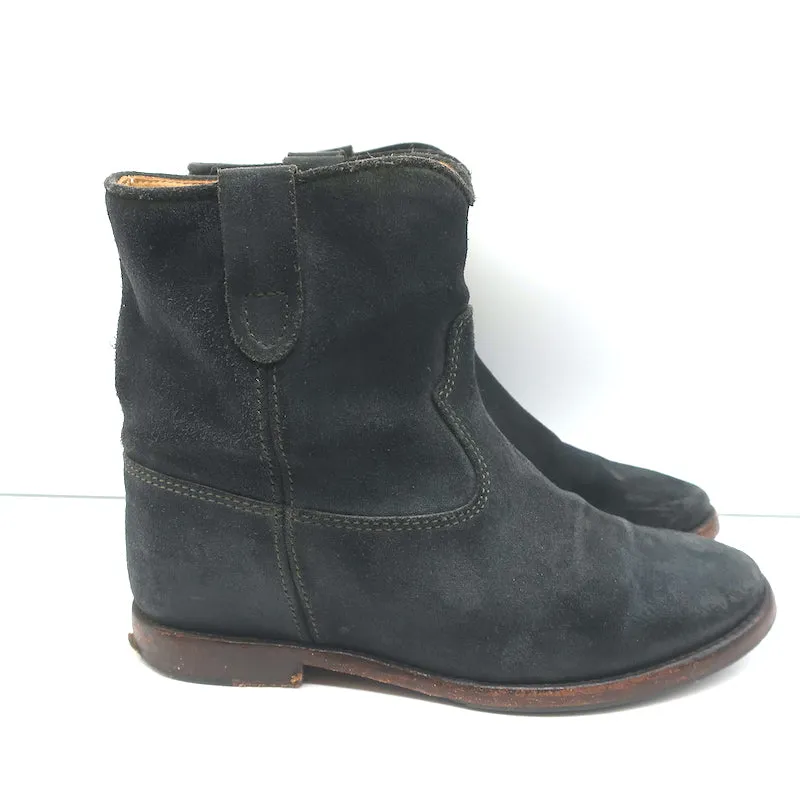 Isabel Marant Etoile Bottes Crisi en Suède Noir Taille 37 Bottines à Talon Caché