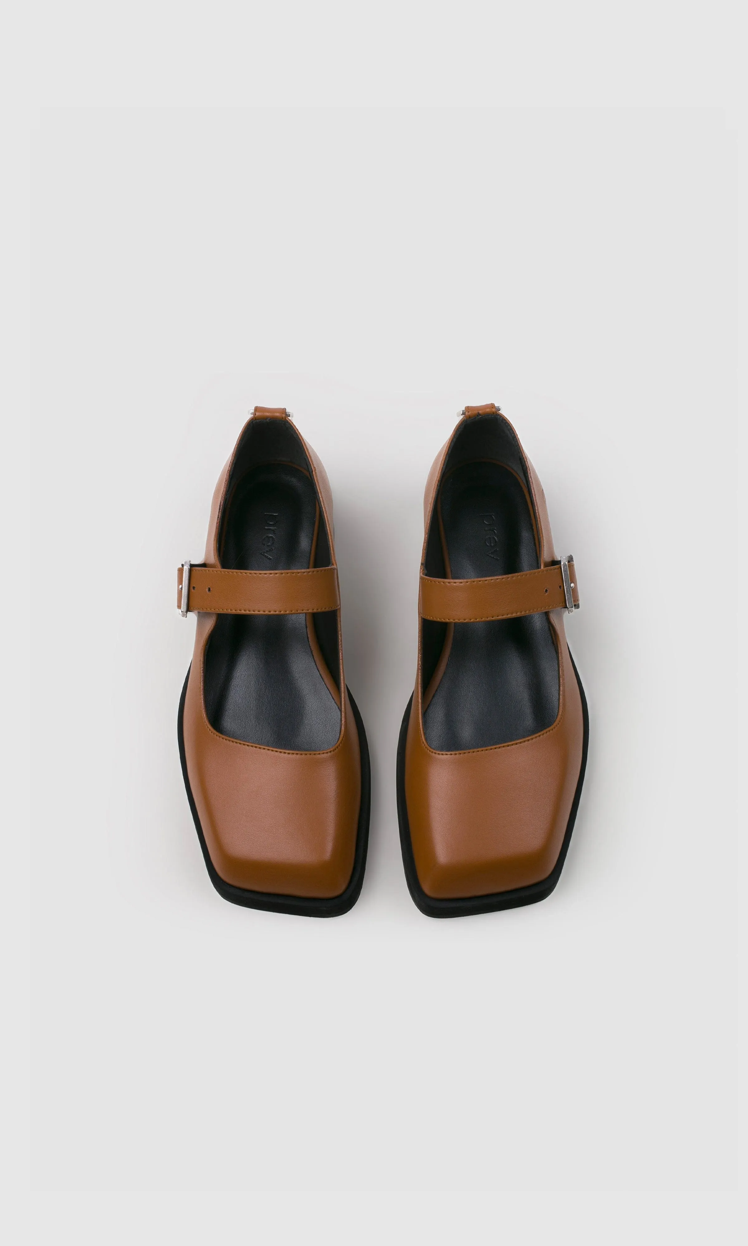 Jenny Apple Escarpins Mary Jane à Bout Carré en Cuir | Gingembre