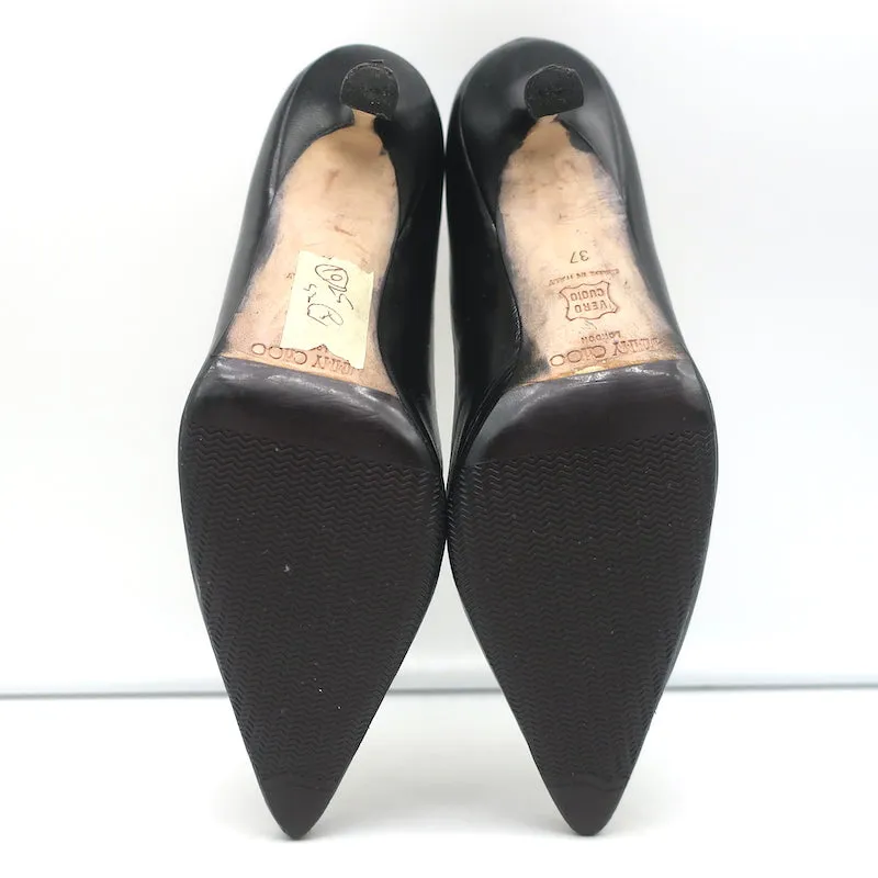 Escarpins Jimmy Choo en Cuir Noir Taille 37 à Bout Pointu et Talons