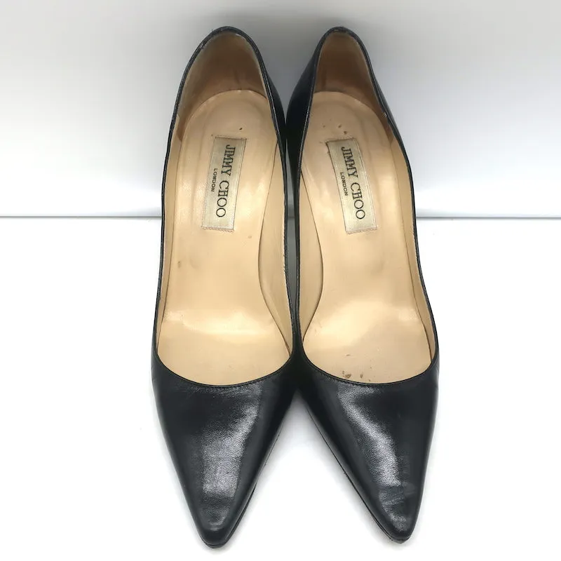 Escarpins Jimmy Choo en Cuir Noir Taille 37 à Bout Pointu et Talons