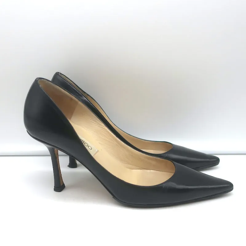 Escarpins Jimmy Choo en Cuir Noir Taille 37 à Bout Pointu et Talons