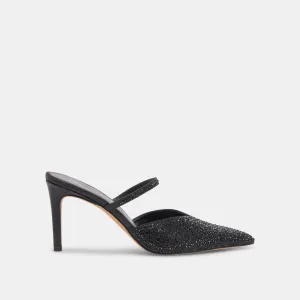TALONS KANIKA CRYSTAL EN TISSU MÉTALLISÉ NOIR
