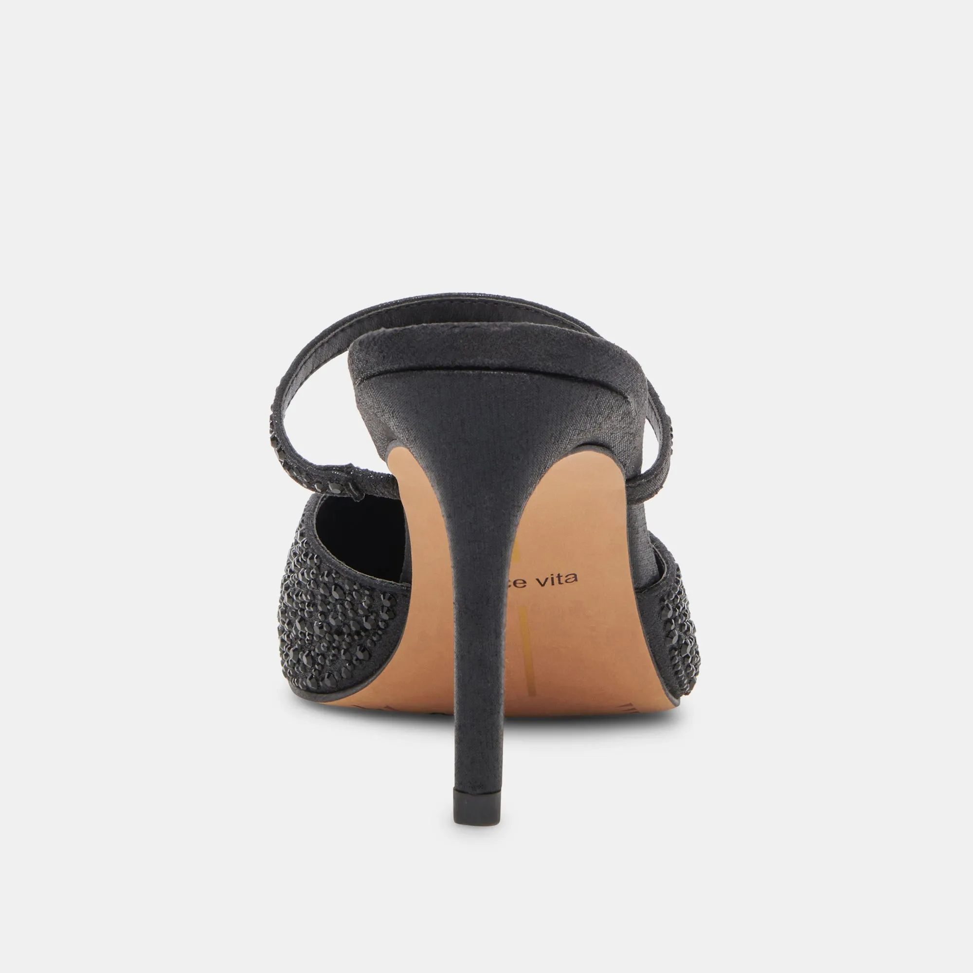 TALONS KANIKA CRYSTAL EN TISSU MÉTALLISÉ NOIR