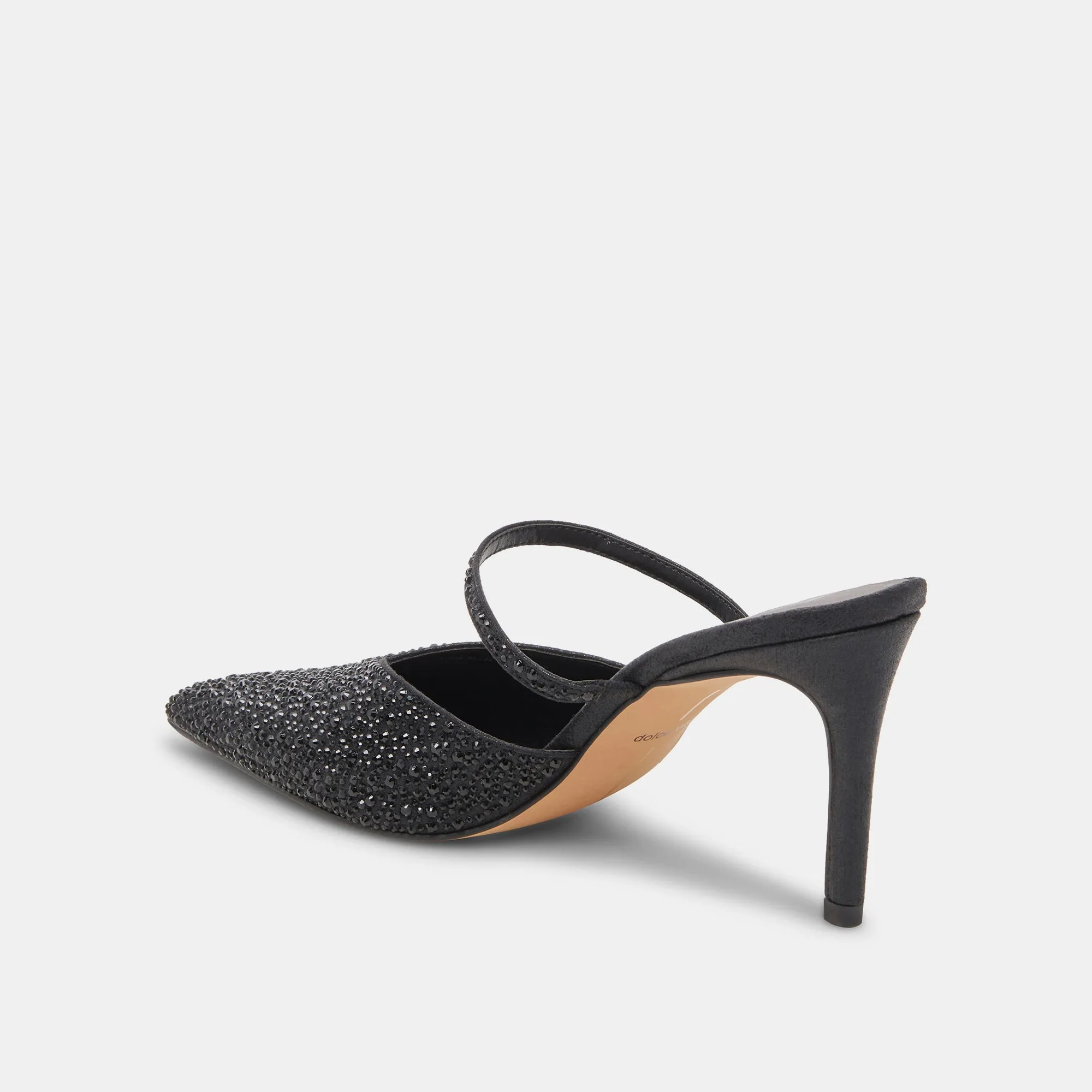 TALONS KANIKA CRYSTAL EN TISSU MÉTALLISÉ NOIR