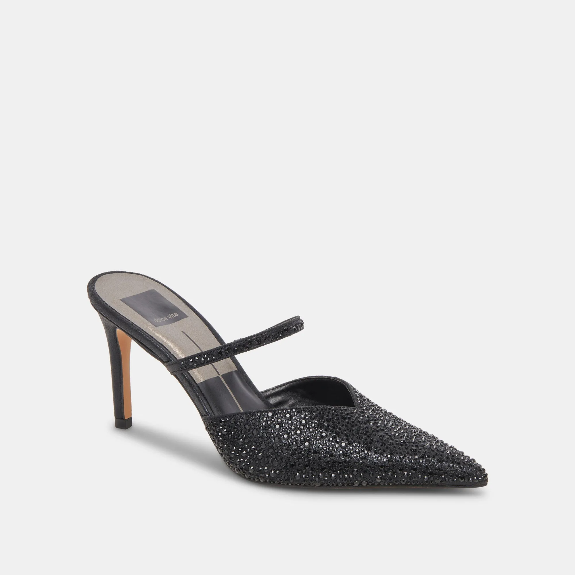 TALONS KANIKA CRYSTAL EN TISSU MÉTALLISÉ NOIR