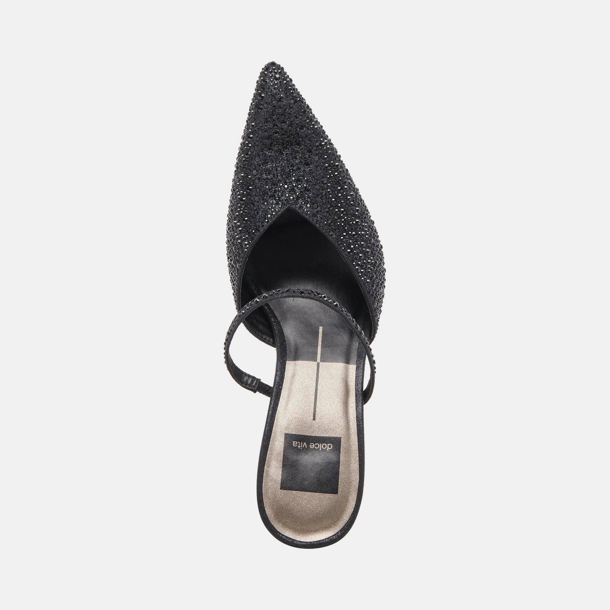 TALONS KANIKA CRYSTAL EN TISSU MÉTALLISÉ NOIR