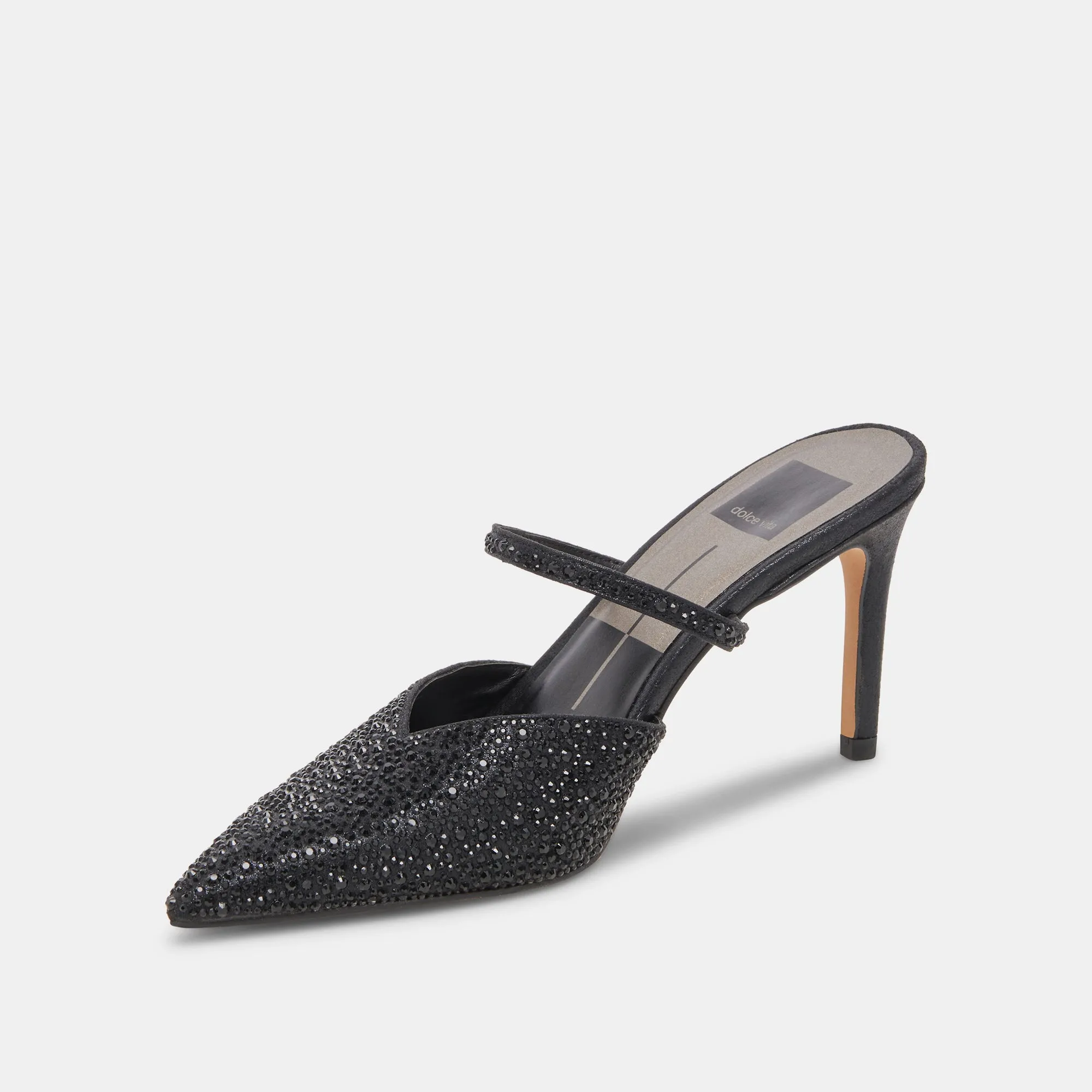 TALONS KANIKA CRYSTAL EN TISSU MÉTALLISÉ NOIR