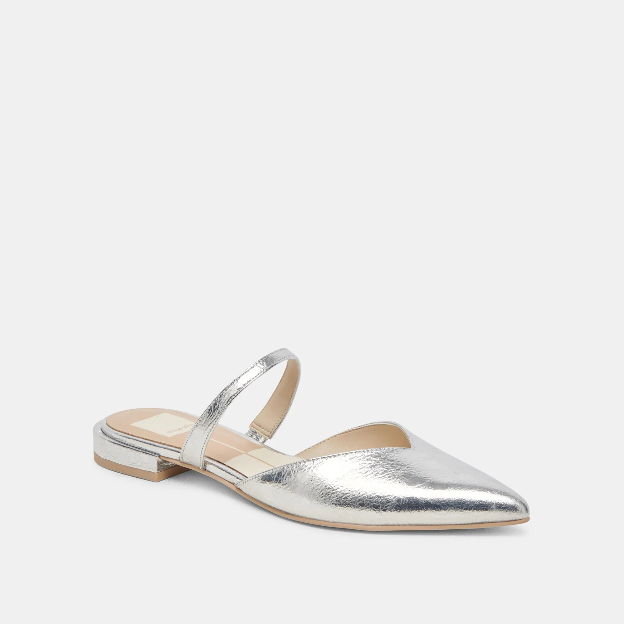 KANIKA FLATS CUIR ARGENTÉ VIEILLI