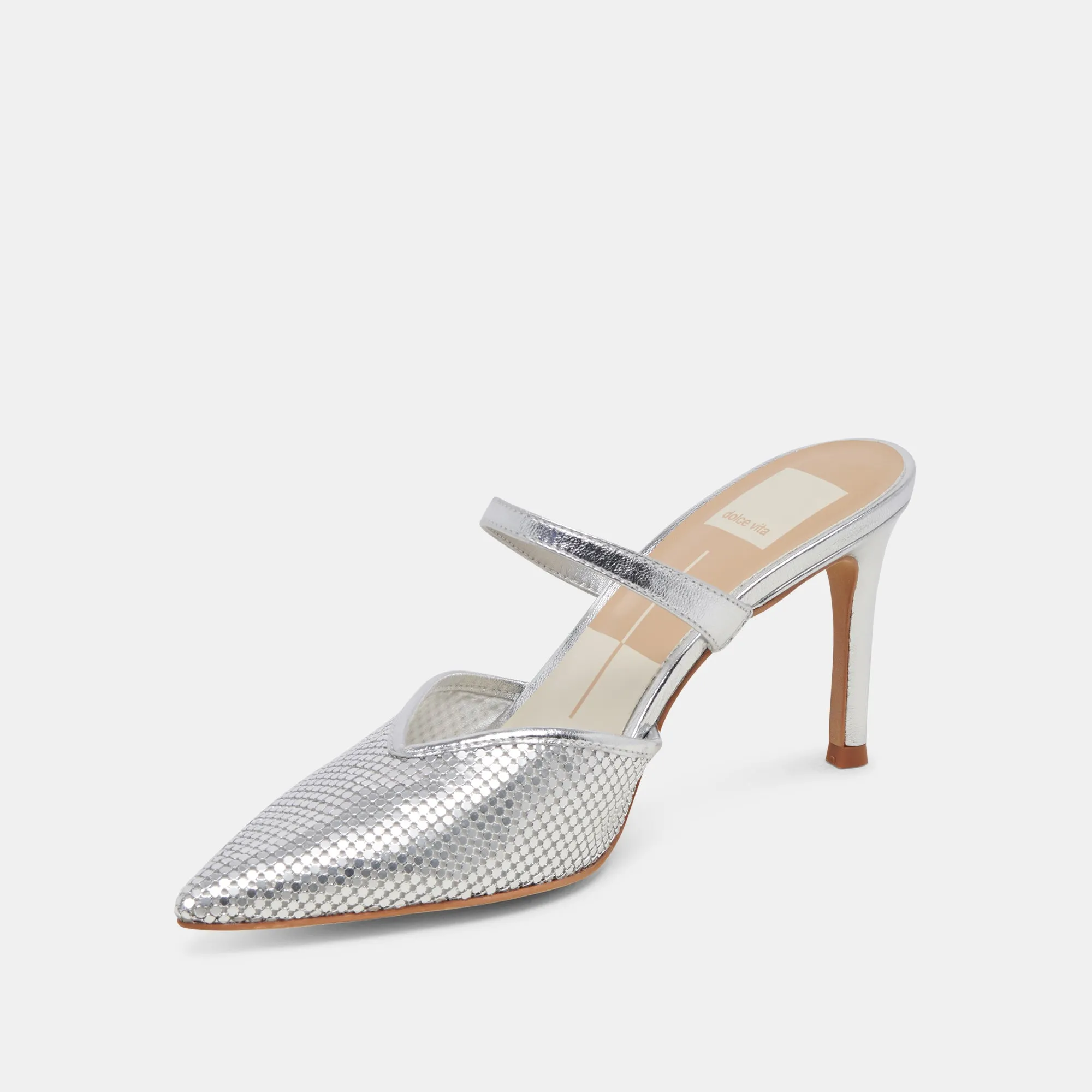 TALONS KANIKA EN MAILLAGE ARGENTÉ MAILLAGE MÉTALLISÉ