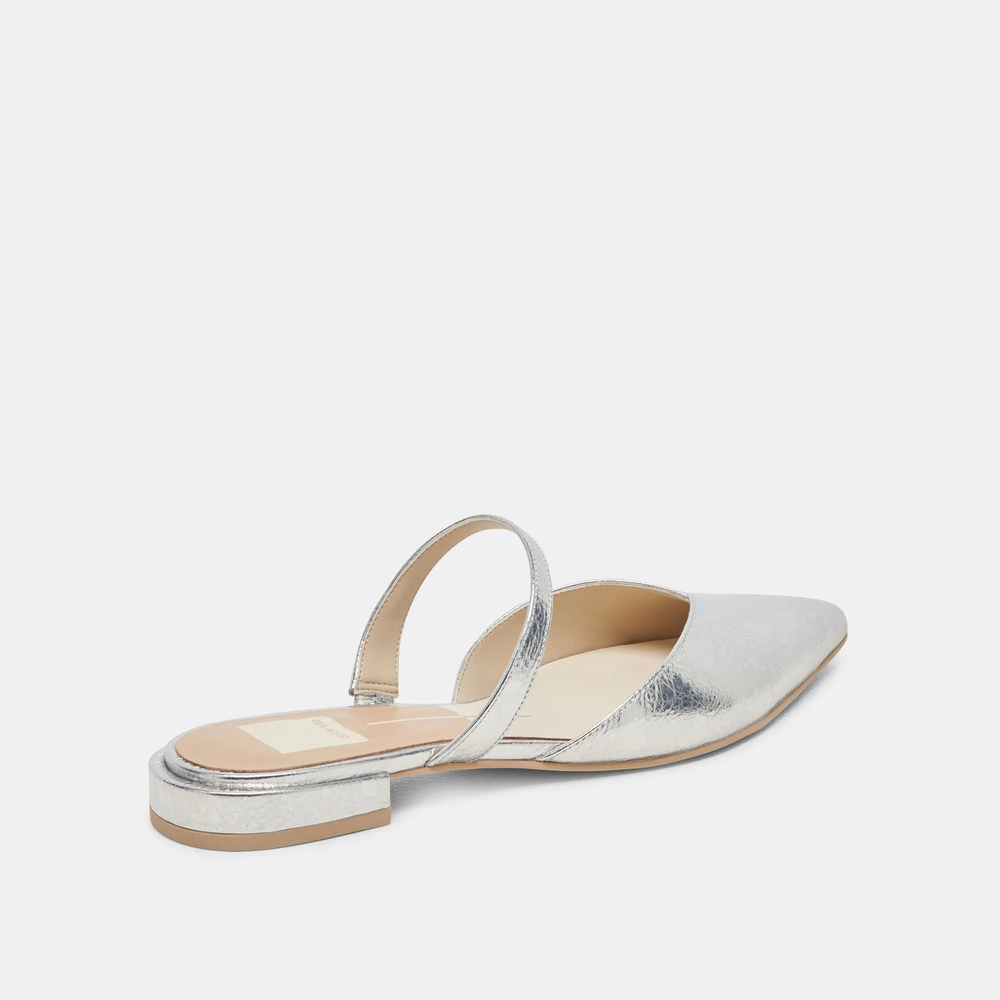 KANIKA WIDE FLATS EN CUIR ARGENTÉ VIEILLI