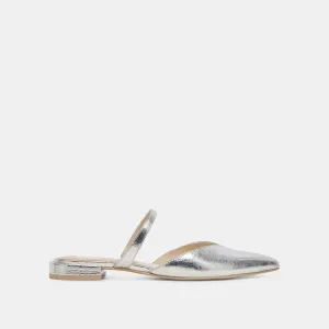 KANIKA WIDE FLATS EN CUIR ARGENTÉ VIEILLI