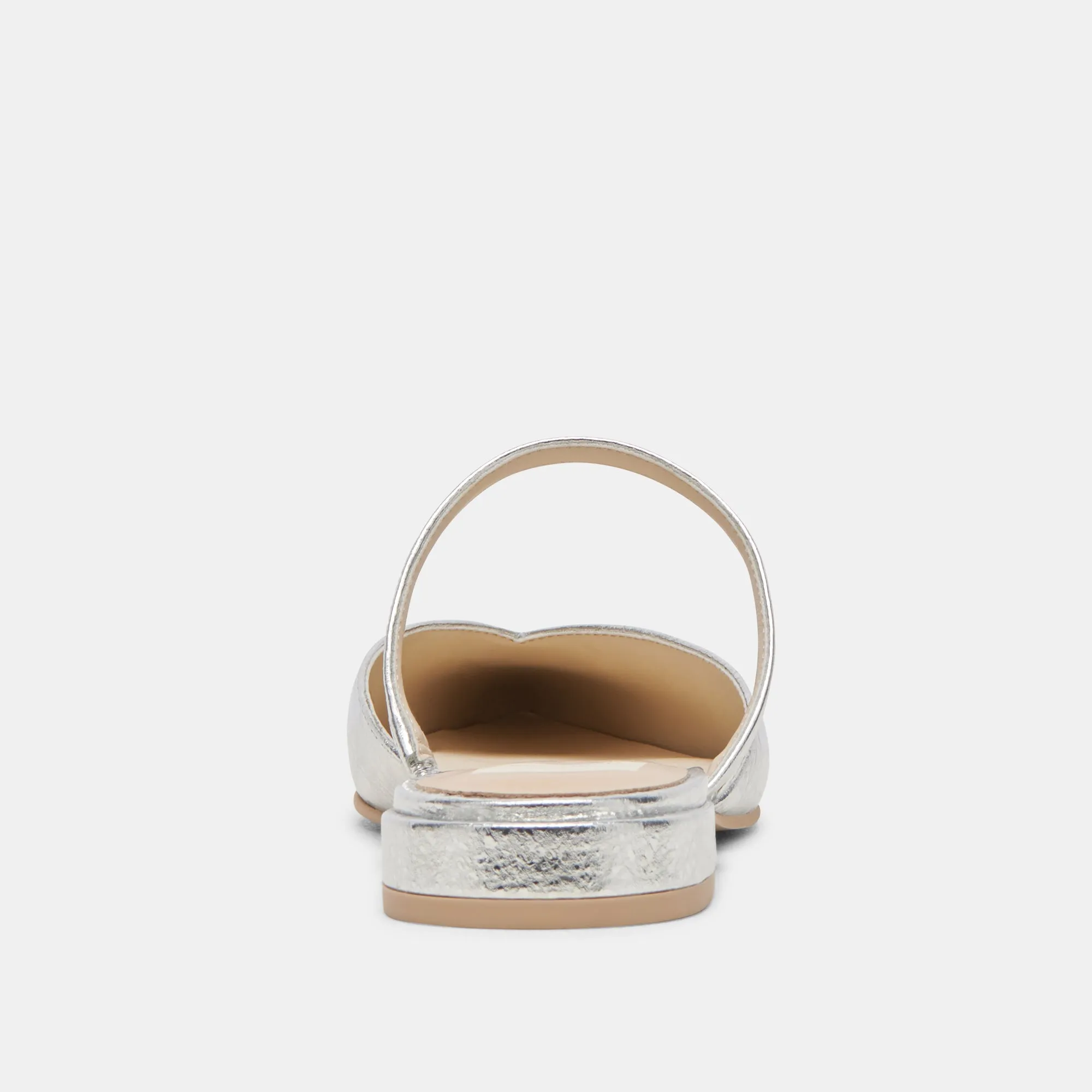 KANIKA WIDE FLATS EN CUIR ARGENTÉ VIEILLI