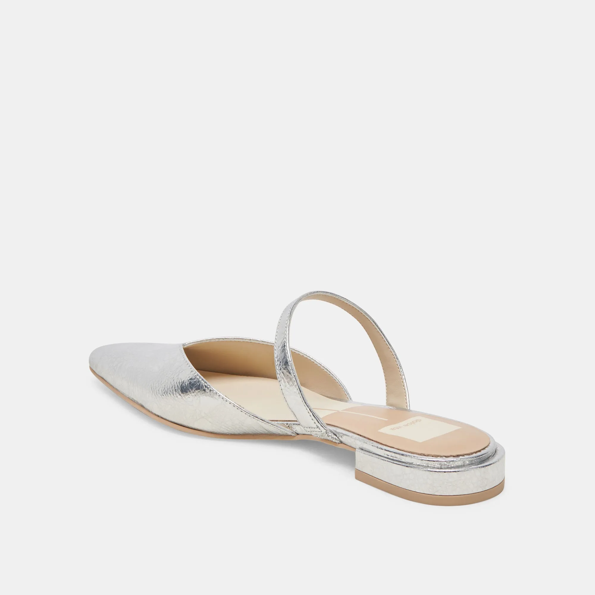 KANIKA WIDE FLATS EN CUIR ARGENTÉ VIEILLI