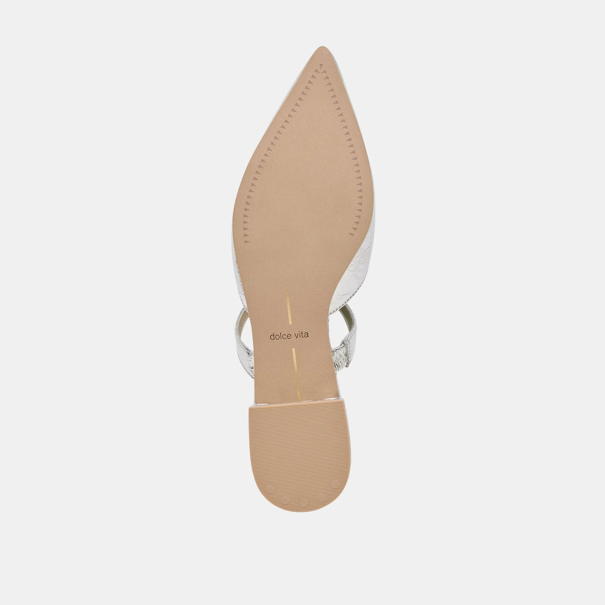 KANIKA WIDE FLATS EN CUIR ARGENTÉ VIEILLI