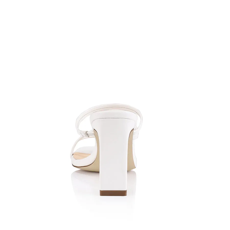 Mules Kipper à talon bloc - Blanc lisse