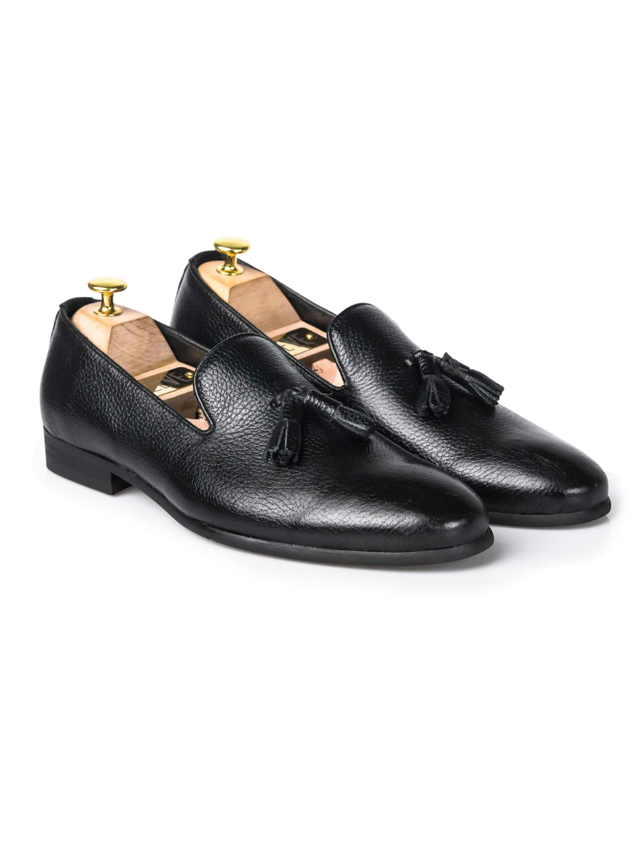 Mocassin Pantoufle - Cuir Grainé Noir