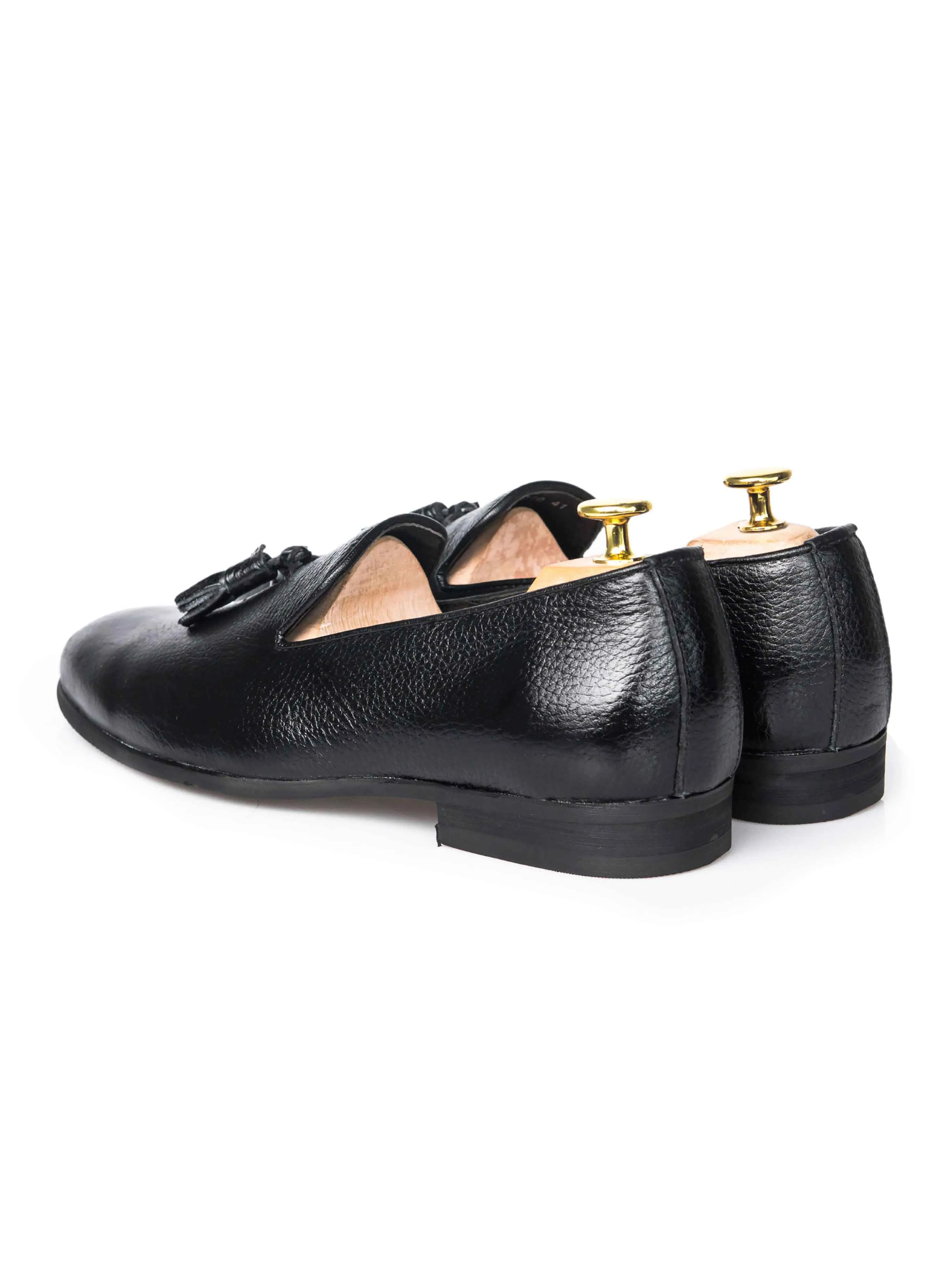 Mocassin Pantoufle - Cuir Grainé Noir