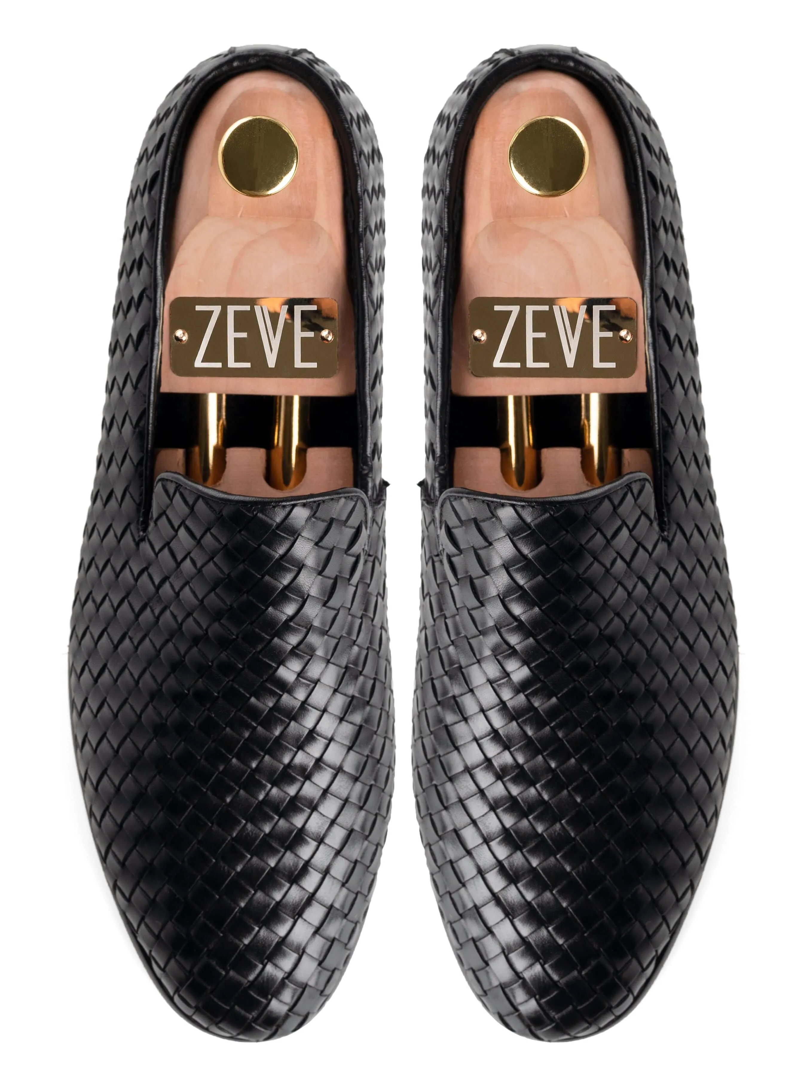 Mocassin Pantoufle - Cuir Tissé Noir