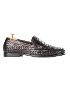 Marco Penny Loafer - Cuir Tressé Café