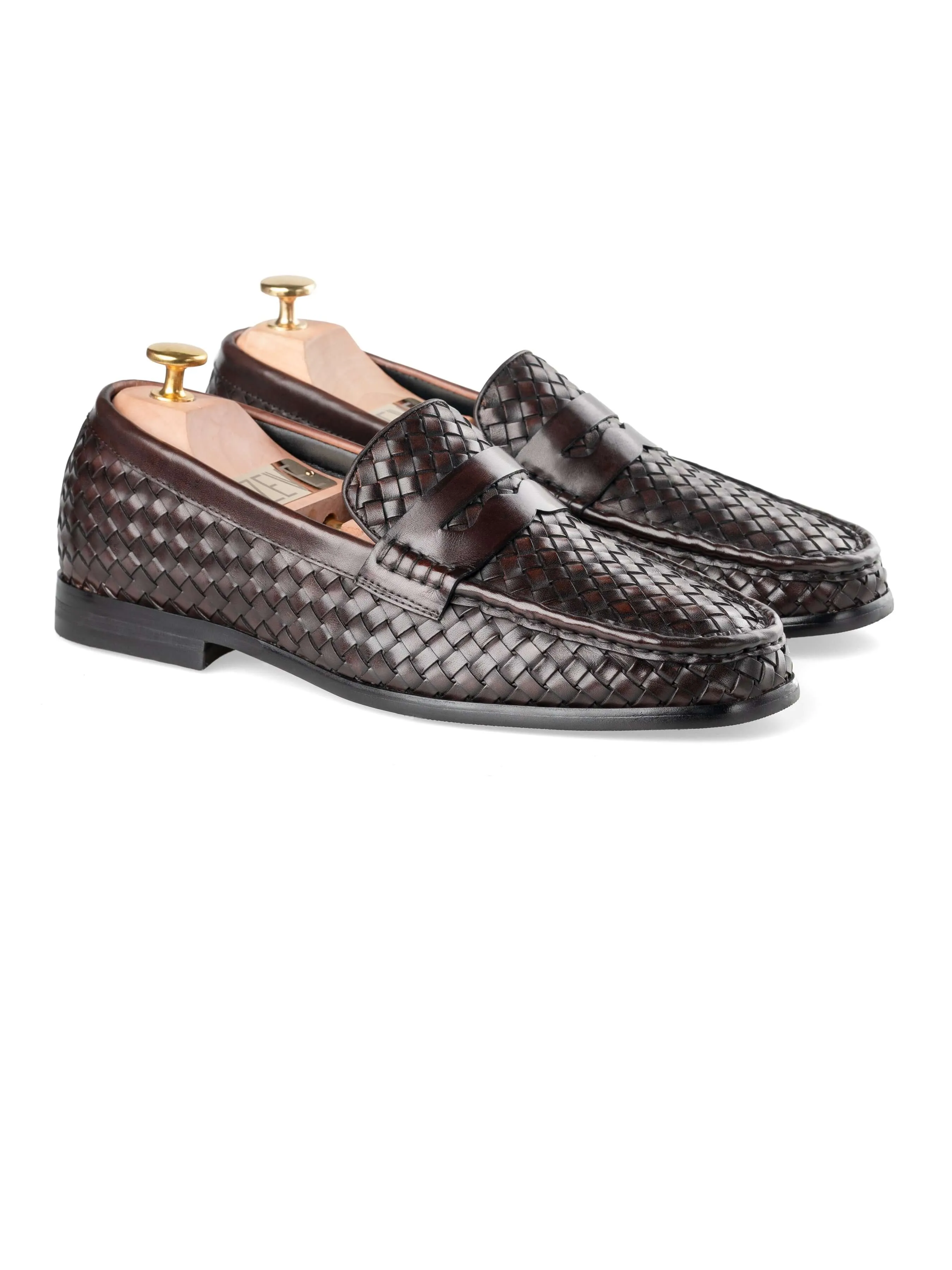 Marco Penny Loafer - Cuir Tressé Café