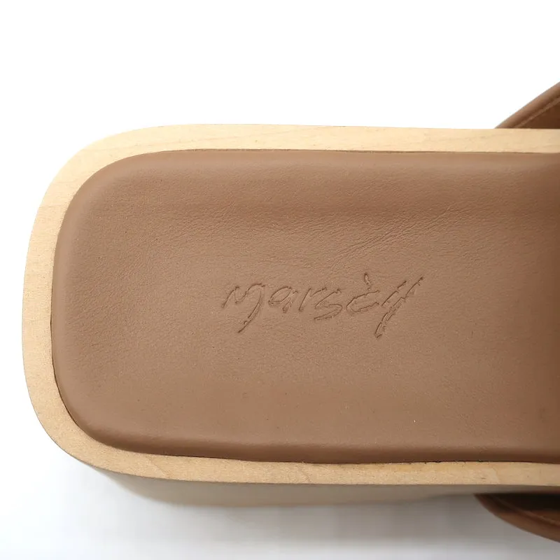 Sabots Marsell Bottone en cuir noisette taille 37 Mules à plateforme