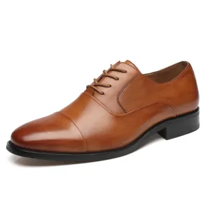 Chaussures habillées homme à bout rond et laçage - Cognac