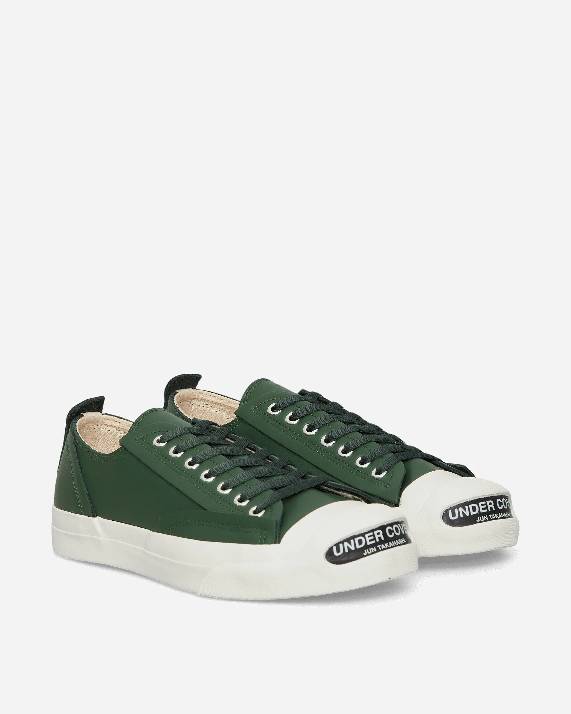 Baskets en cuir vertes avec logo sur l'orteil pour homme