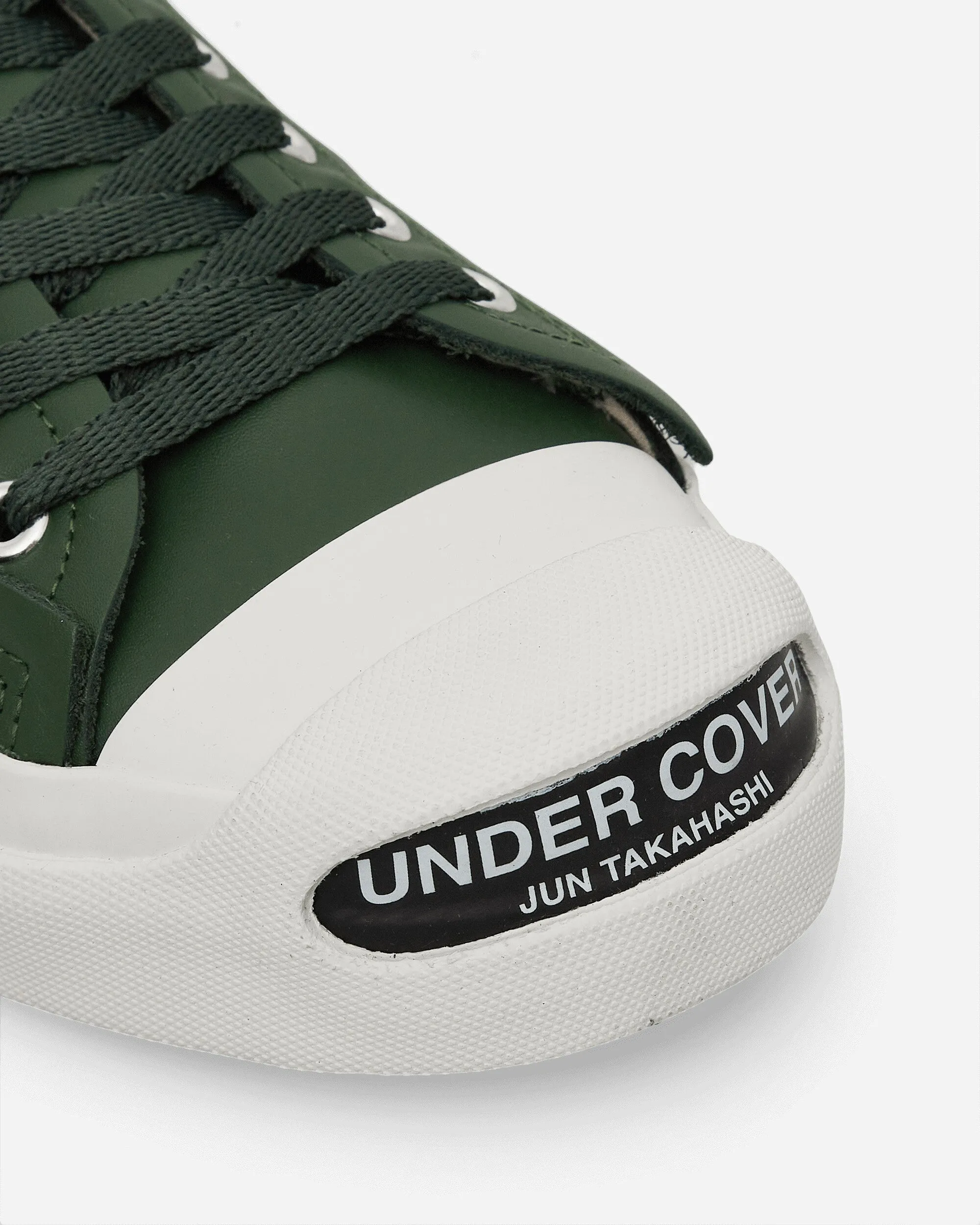 Baskets en cuir vertes avec logo sur l'orteil pour homme