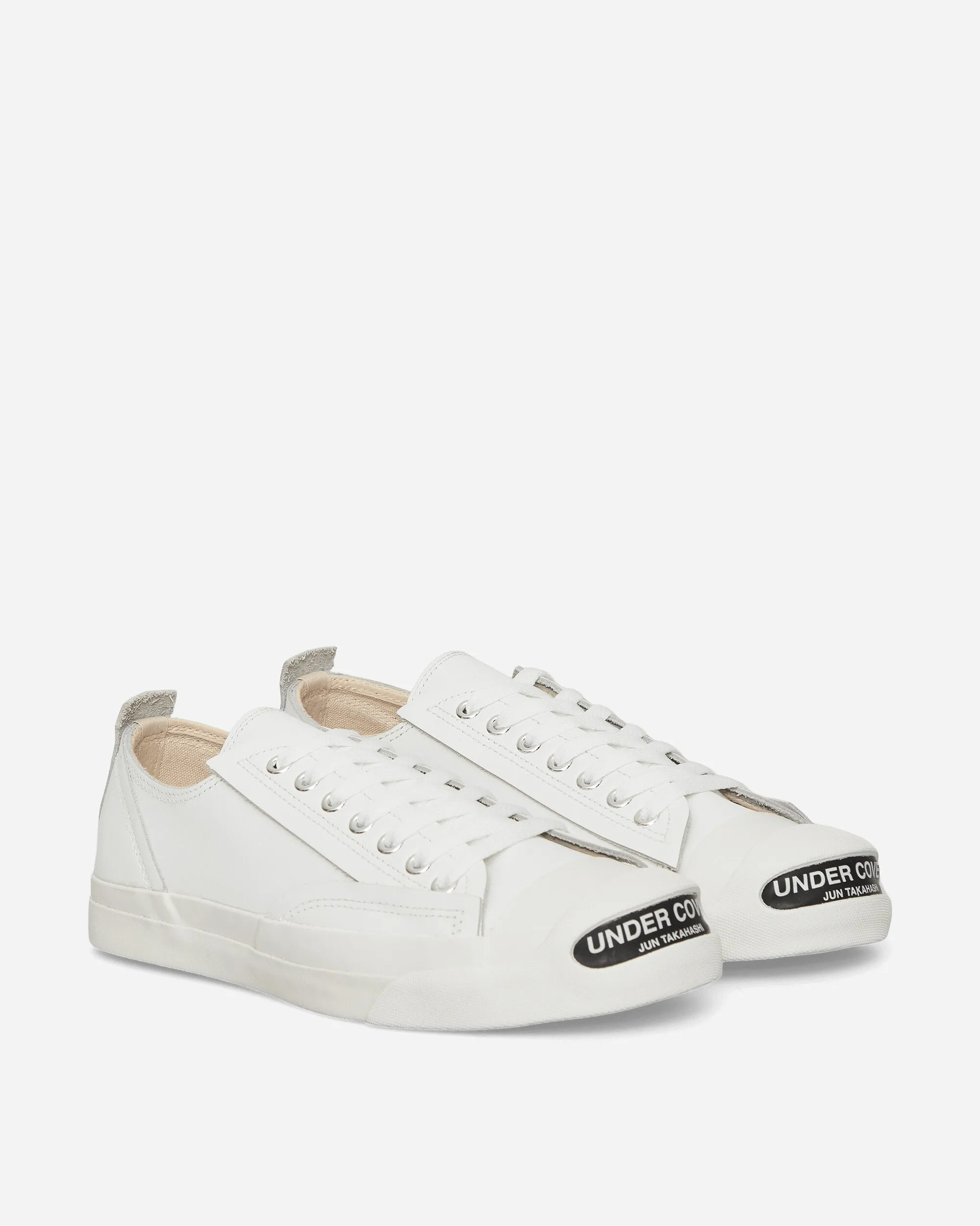 Baskets en cuir blanc avec logo sur l'orteil pour hommes