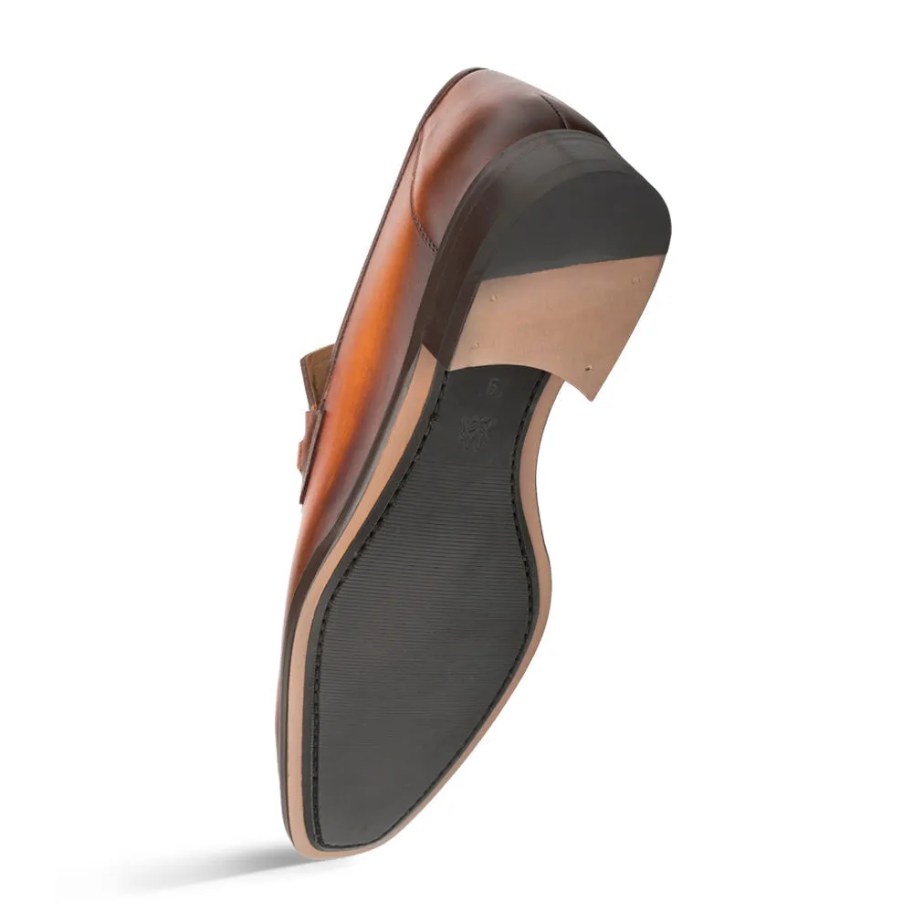 Mezlan Mocassin ornementé Cognac/Rouille
