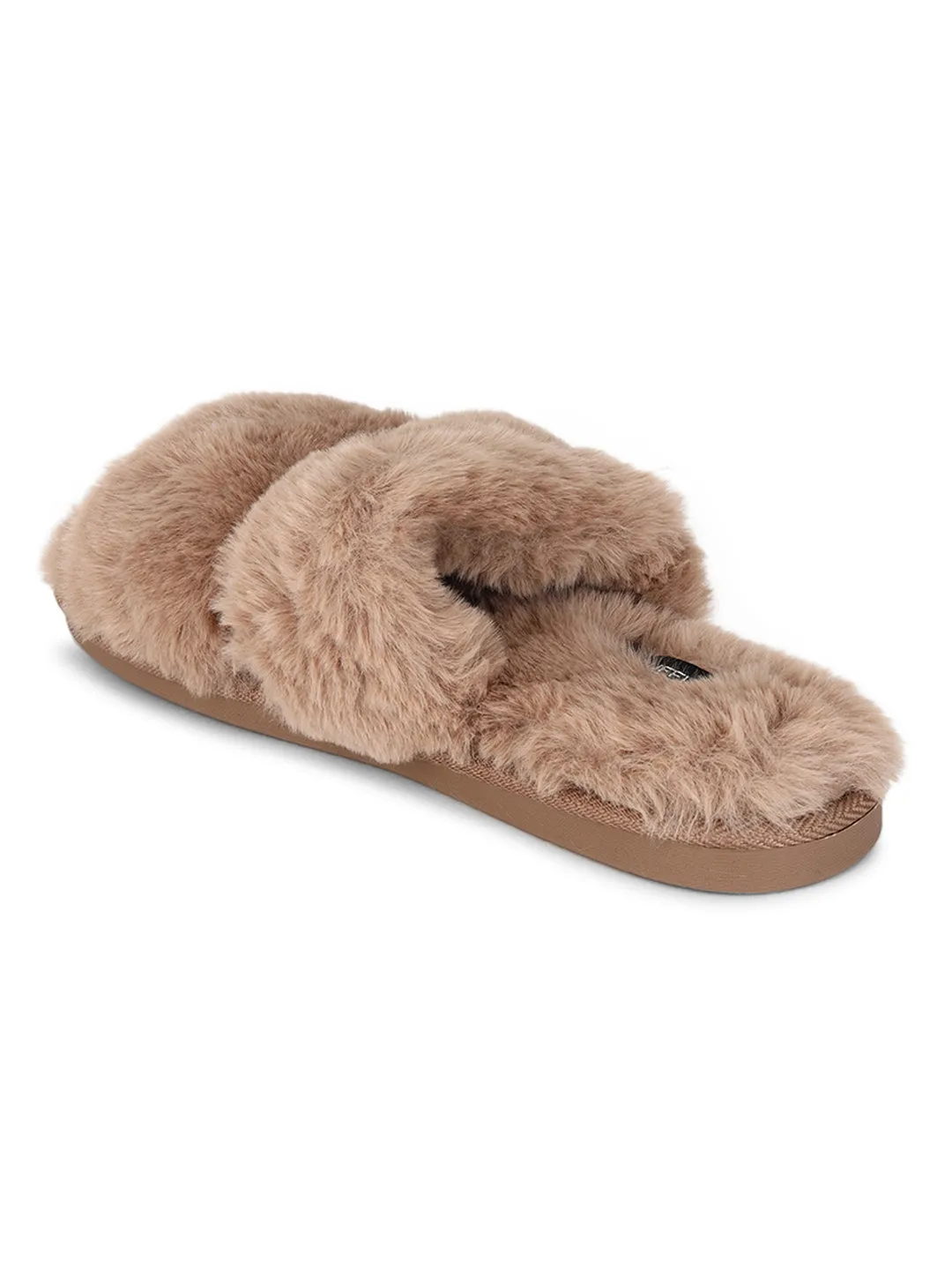 Mocca Fourrure Hiver Pantoufles Douillettes Confortables (TC-INDSLIP2-MOC)