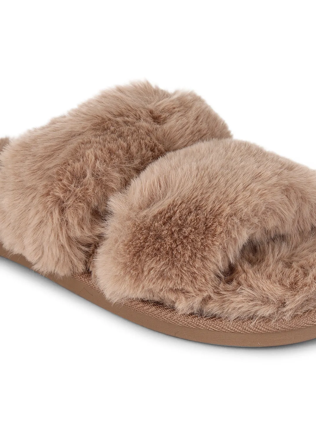 Mocca Fourrure Hiver Pantoufles Douillettes Confortables (TC-INDSLIP2-MOC)