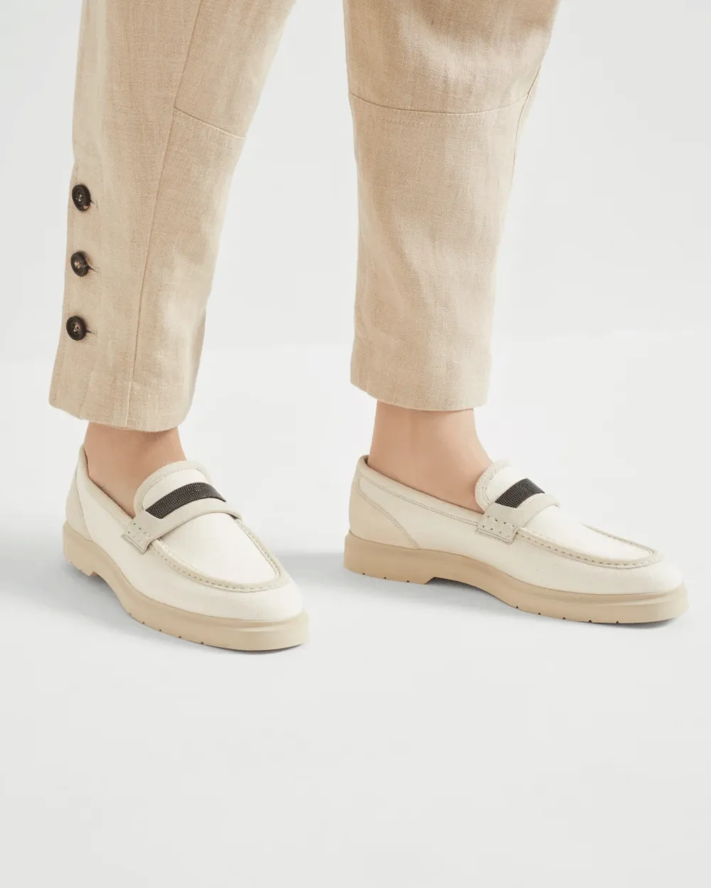 Monili Penny Loafers en Écru