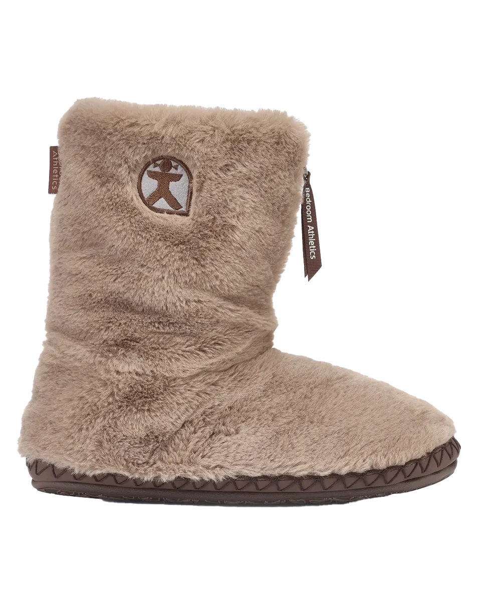 Bottes pantoufles en fausse fourrure Monroe en taupe foncé