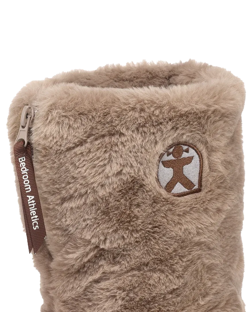 Bottes pantoufles en fausse fourrure Monroe en taupe foncé