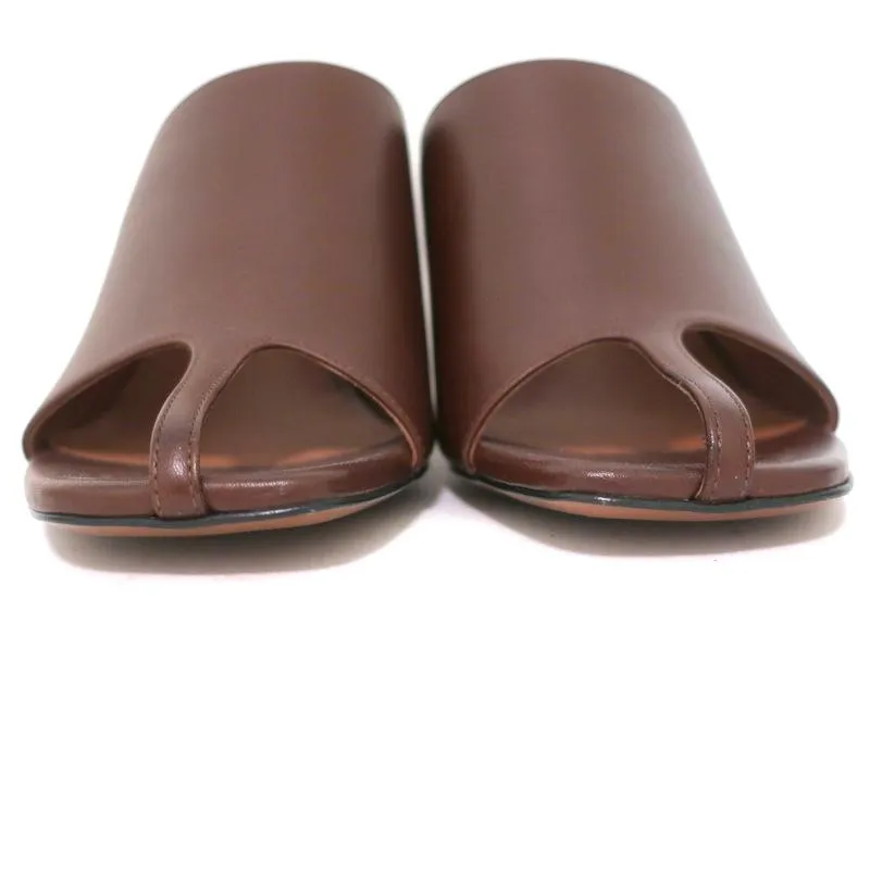 Neous Jumel Mules en cuir chocolat taille 38 à bouts ouverts et talons NEUF