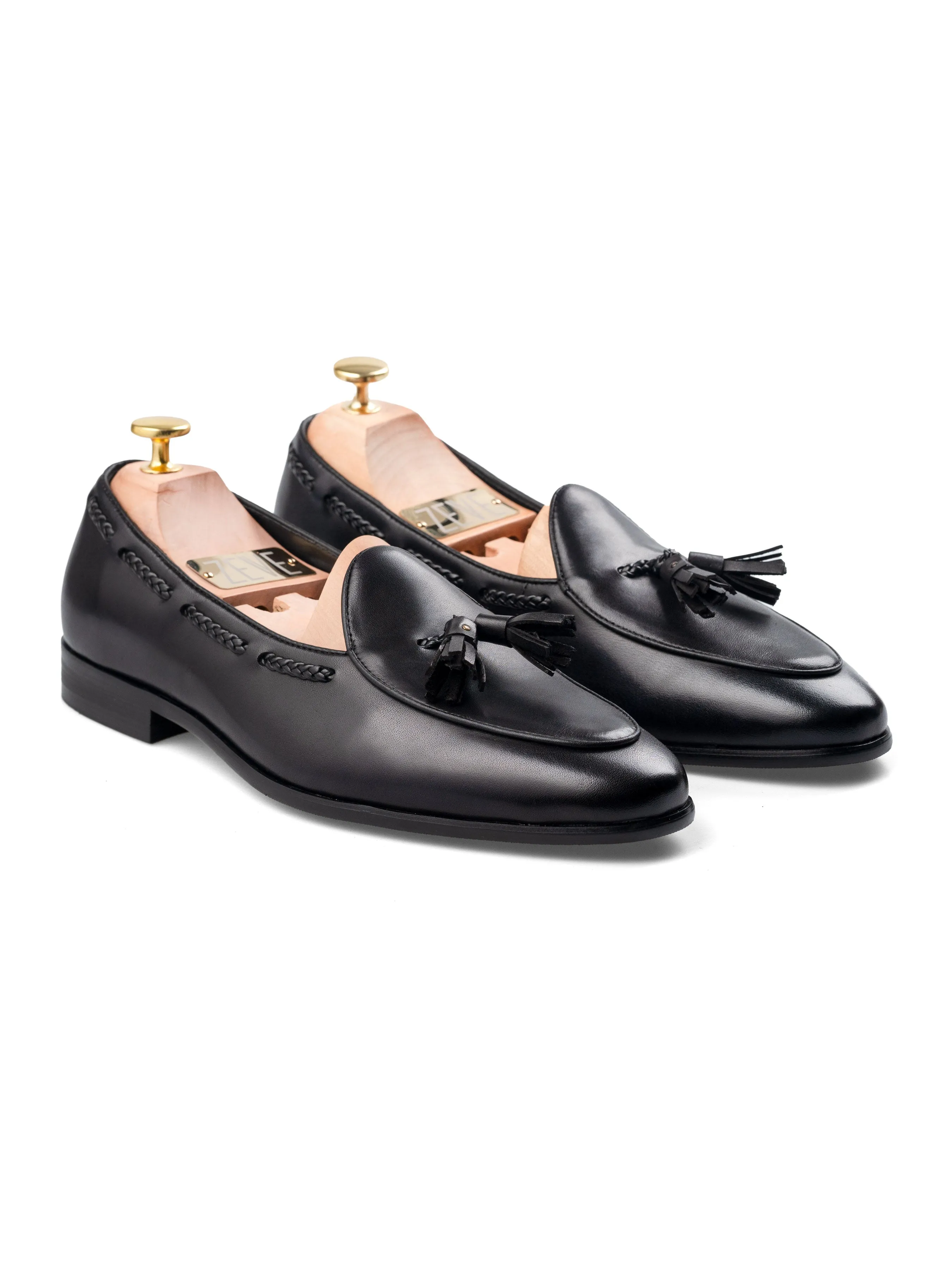Noel Belgian Loafer à Pompon - Noir Uni