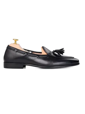 Noel Belgian Loafer à Pompon - Noir Uni