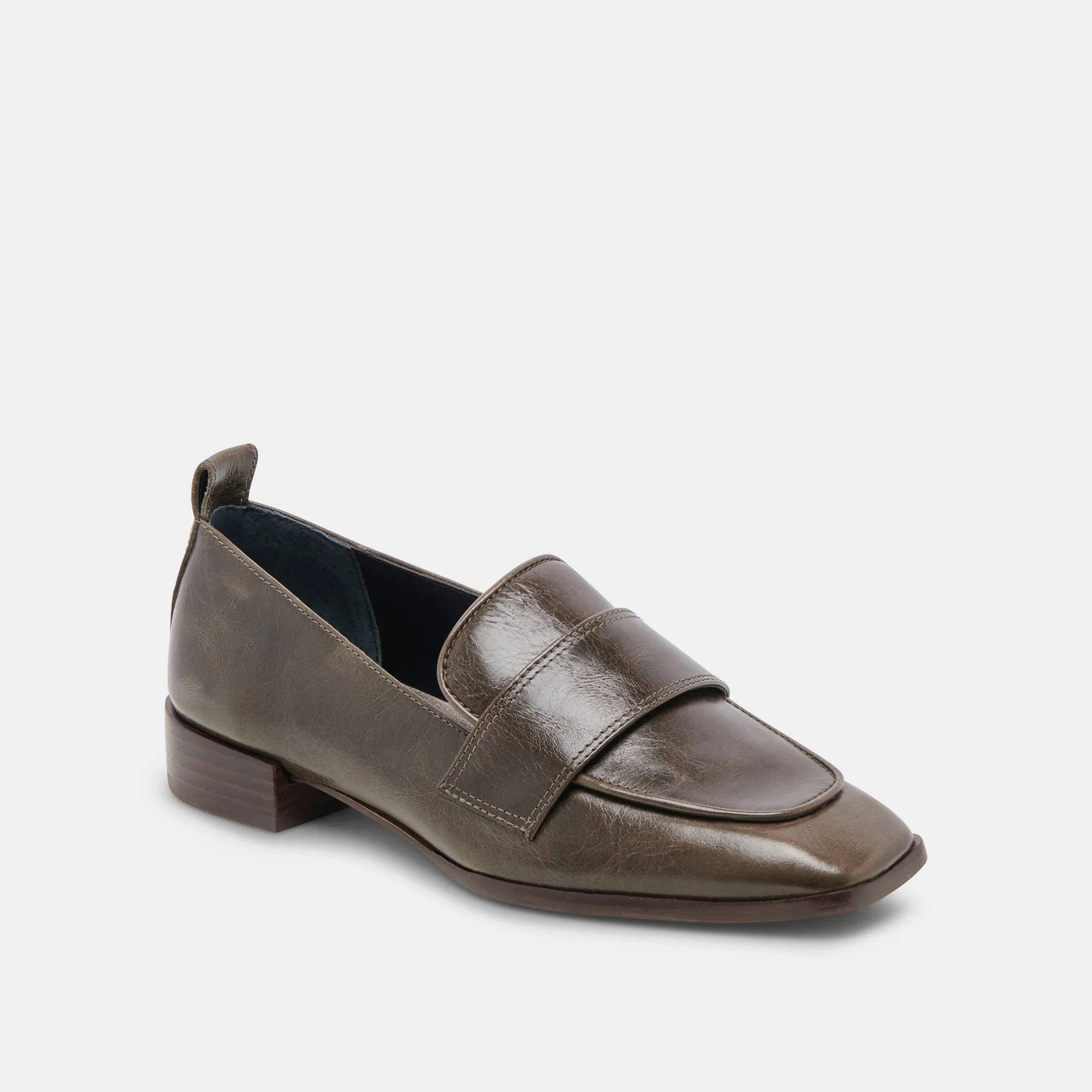 NYGEL LOAFERS CUIR VERT OLIVE FONCÉ