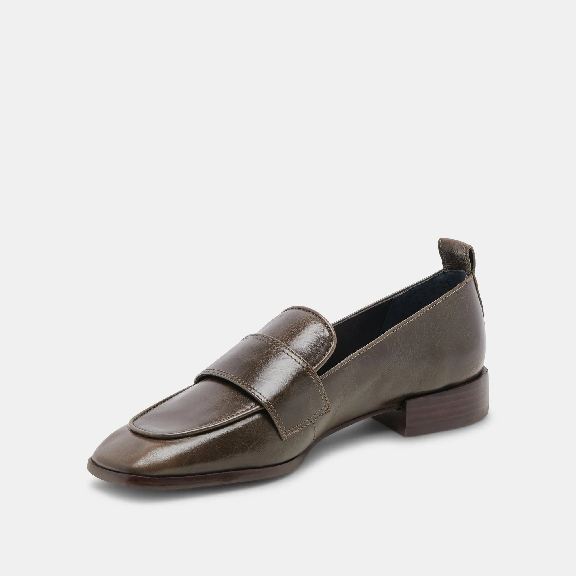 NYGEL LOAFERS CUIR VERT OLIVE FONCÉ