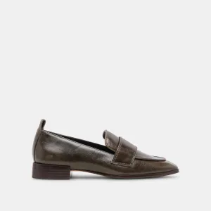 NYGEL LOAFERS CUIR VERT OLIVE FONCÉ