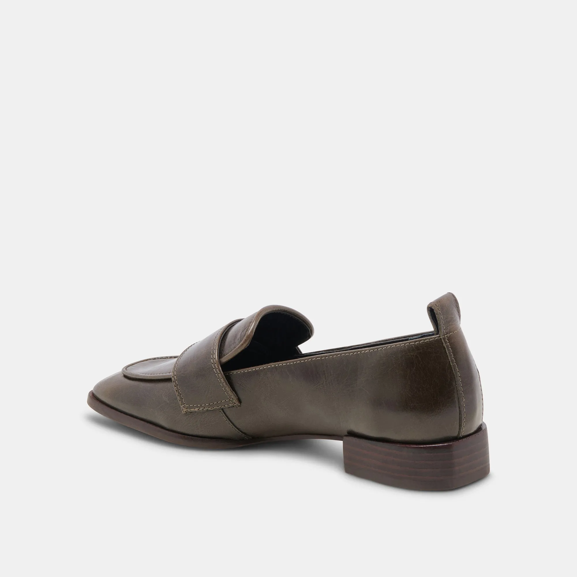 NYGEL LOAFERS CUIR VERT OLIVE FONCÉ