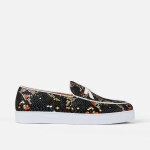 Odell Mocassins Sneakers en Cuir de Serpent Noir Belge