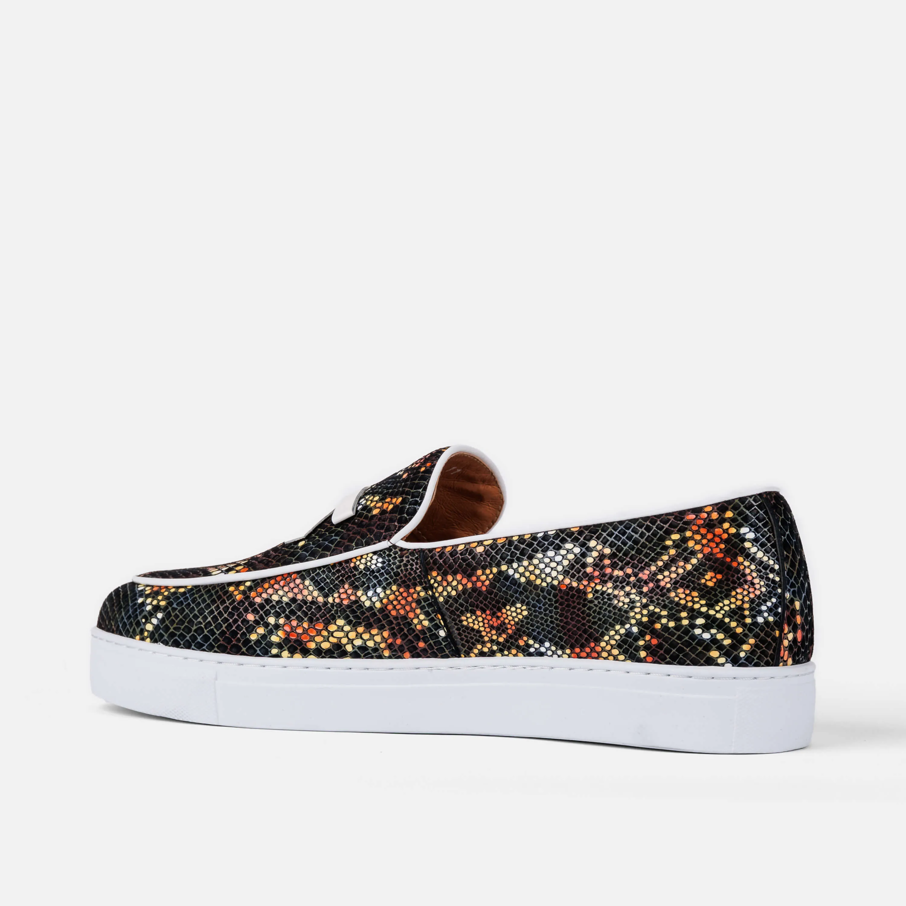 Odell Mocassins Sneakers en Cuir de Serpent Noir Belge