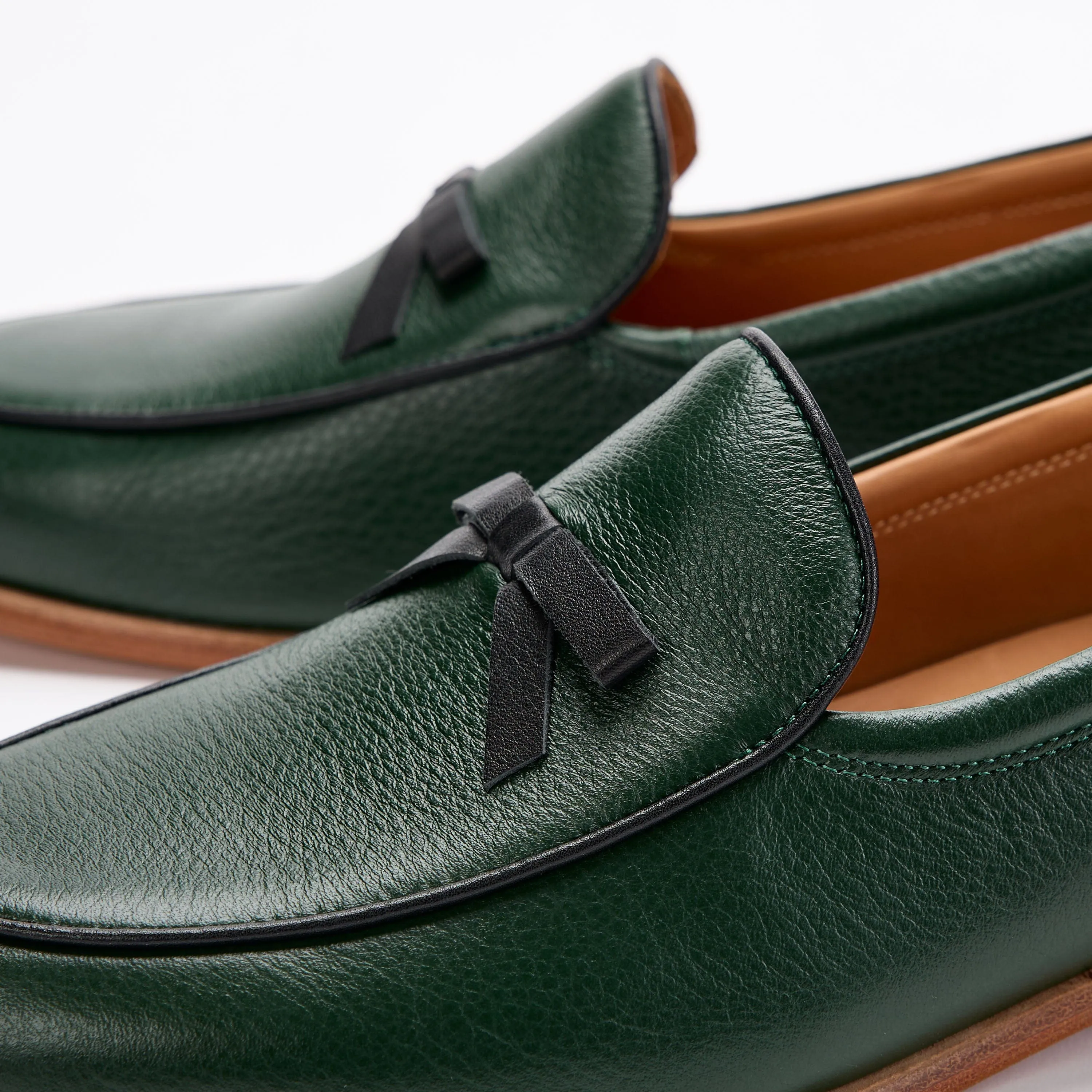 Mocassins belges Odell en cuir vert forêt