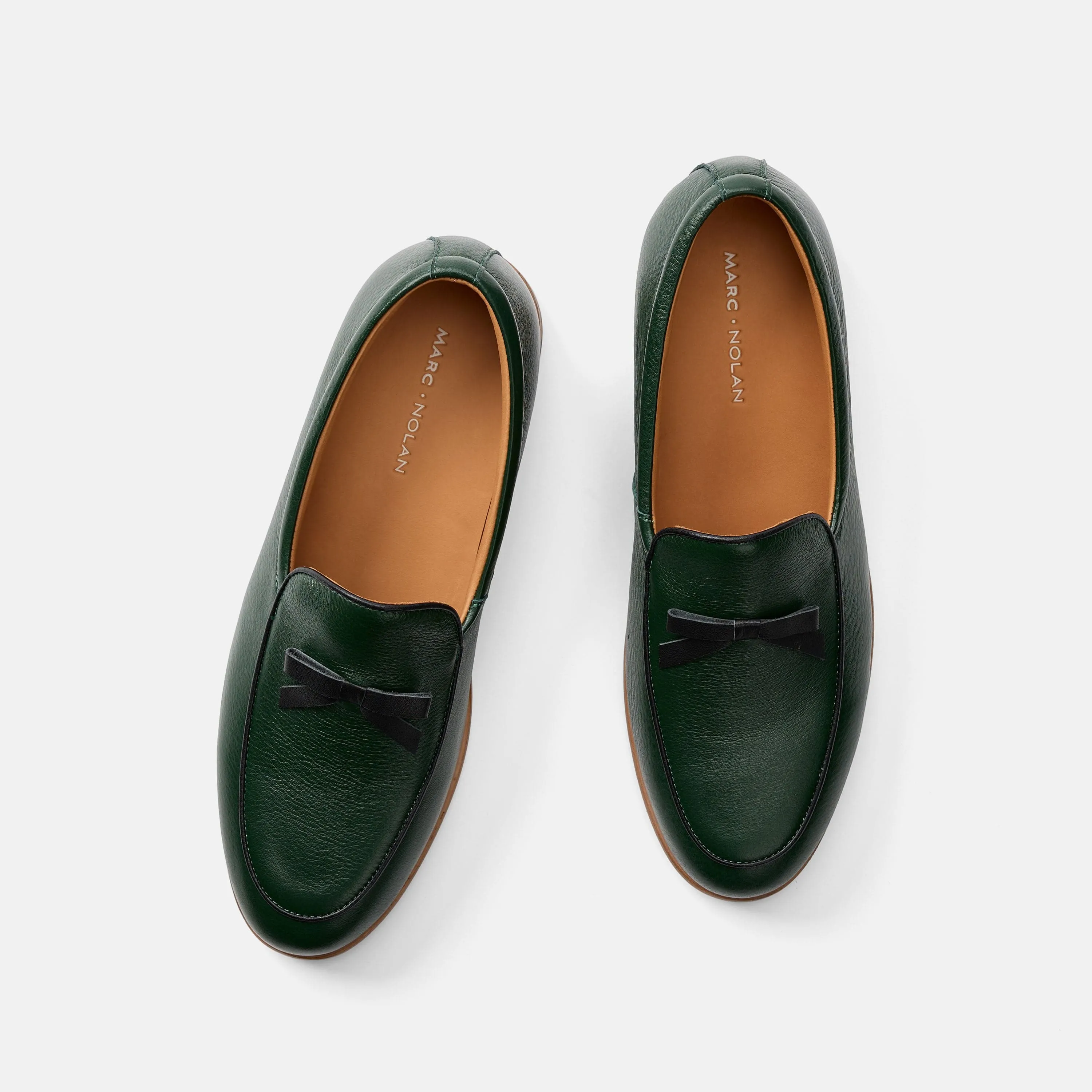 Mocassins belges Odell en cuir vert forêt