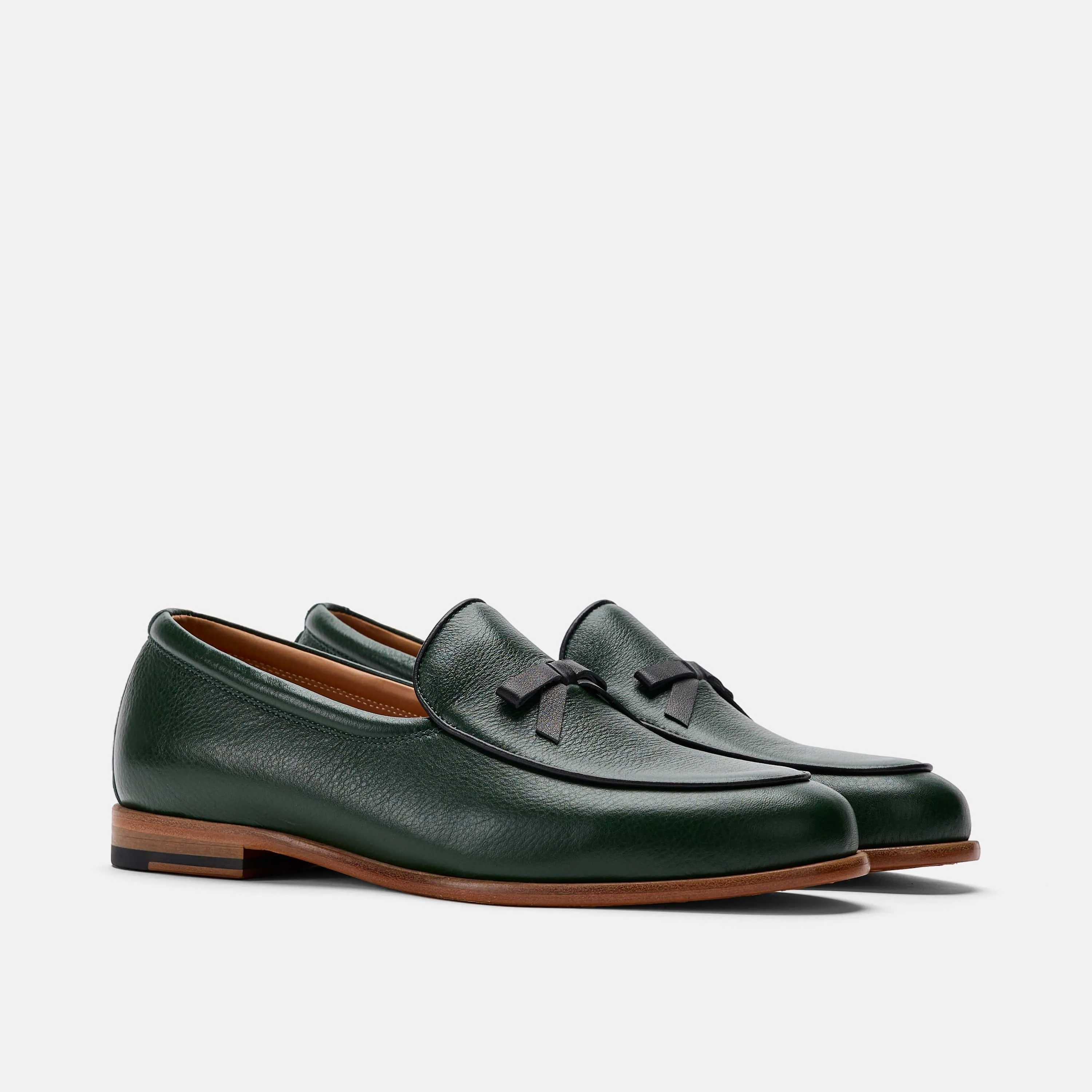 Mocassins belges Odell en cuir vert forêt