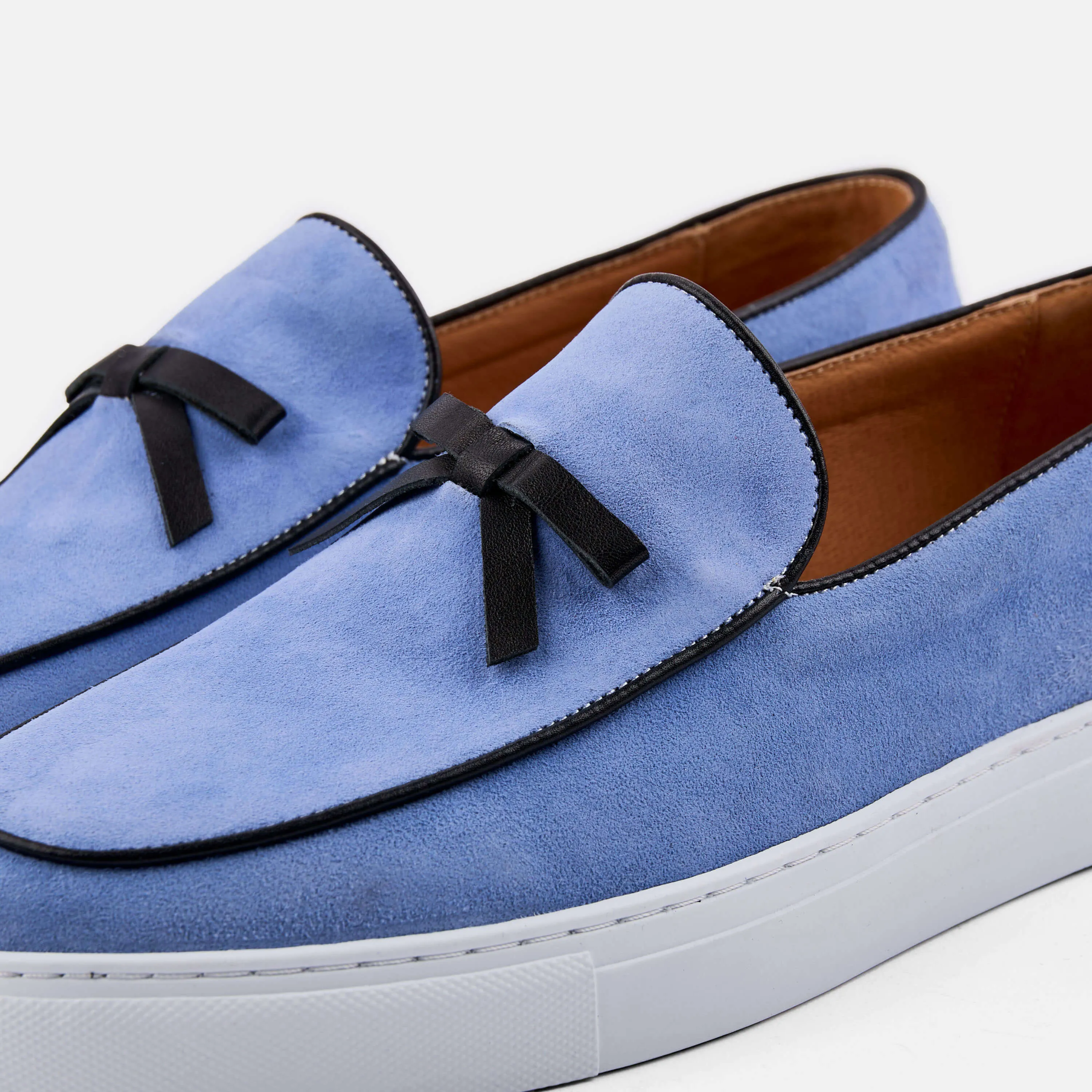 Chaussures mocassins sneakers Odell Ivy en daim bleu belge