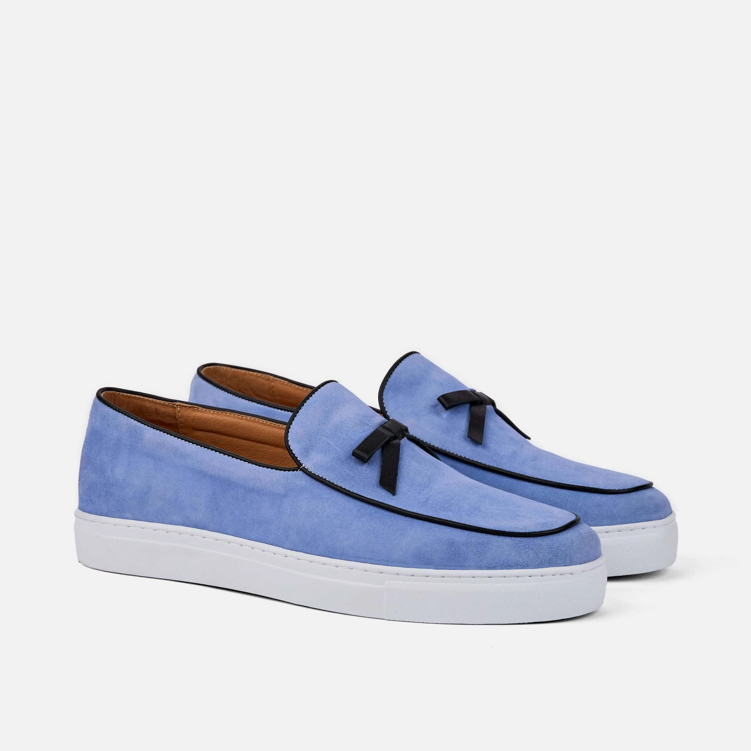 Chaussures mocassins sneakers Odell Ivy en daim bleu belge
