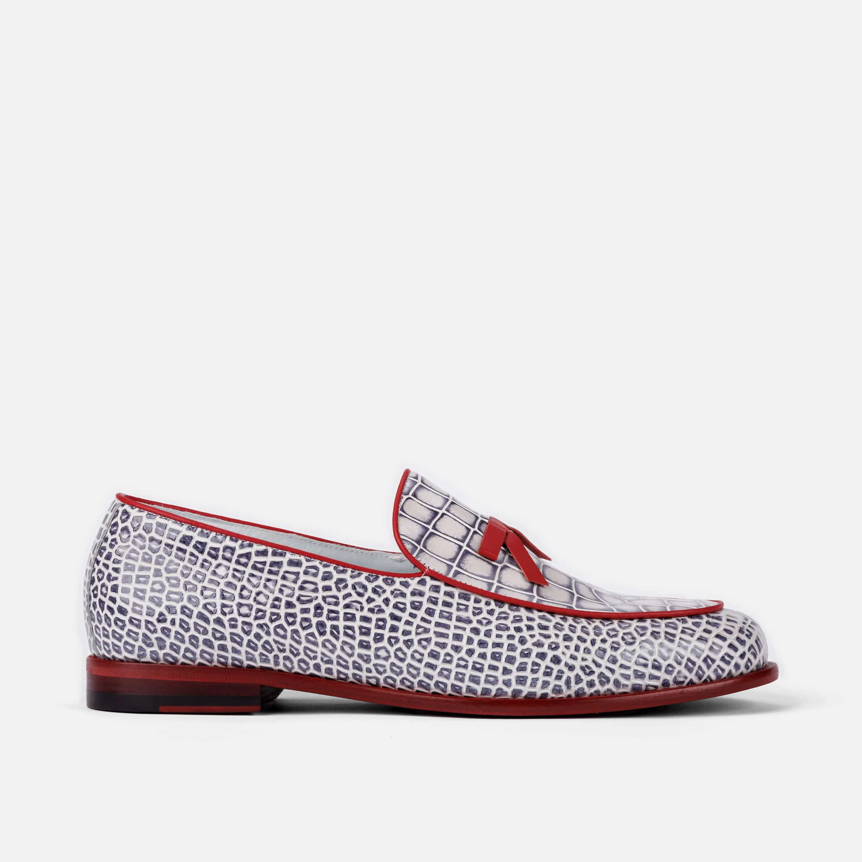 Mocassins belges en cuir de crocodile blanc Odell